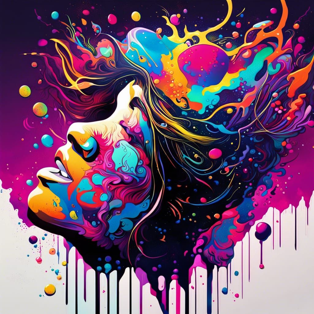 Women Diving into Cosmic Music: Graffiti Art