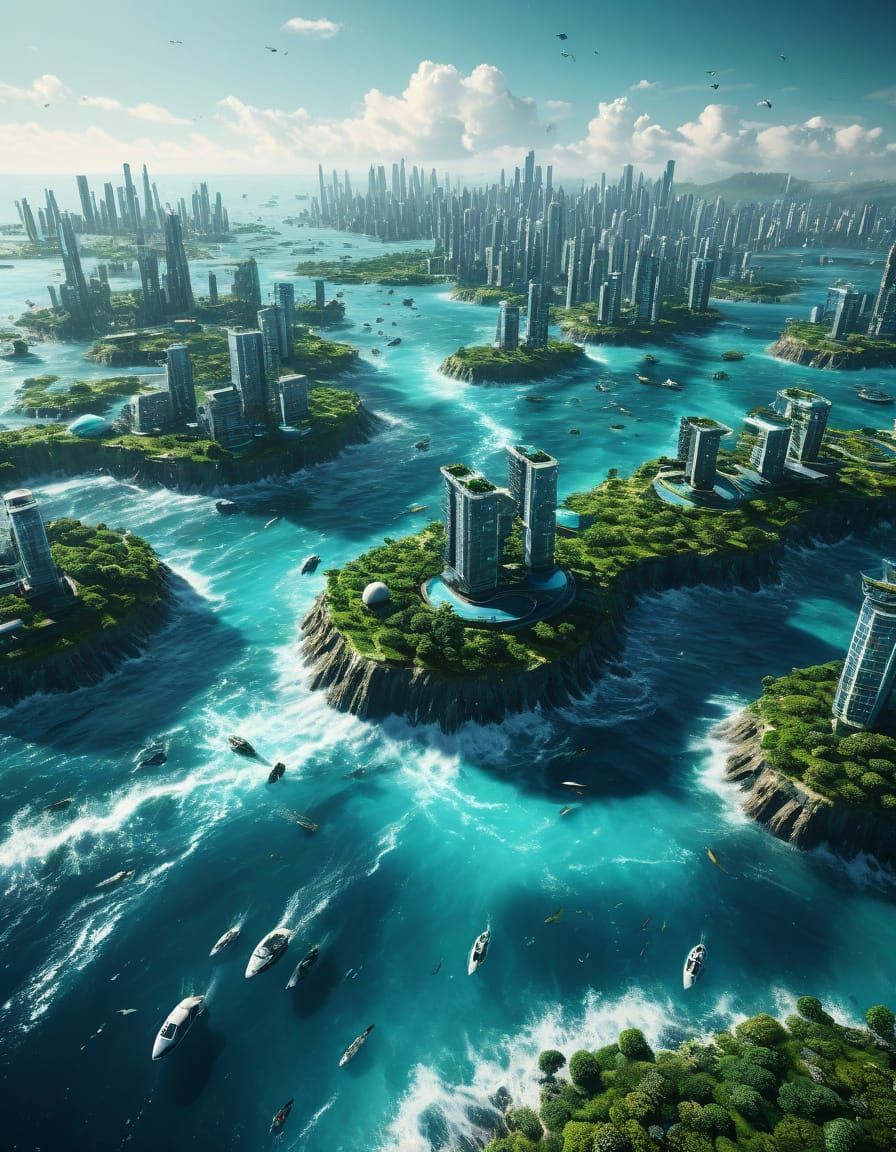 Floating Eco-Futuristic Metropolis