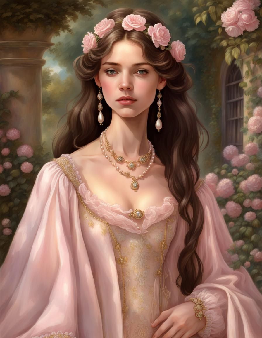 Renaissance Woman in Golden Gown Portrait