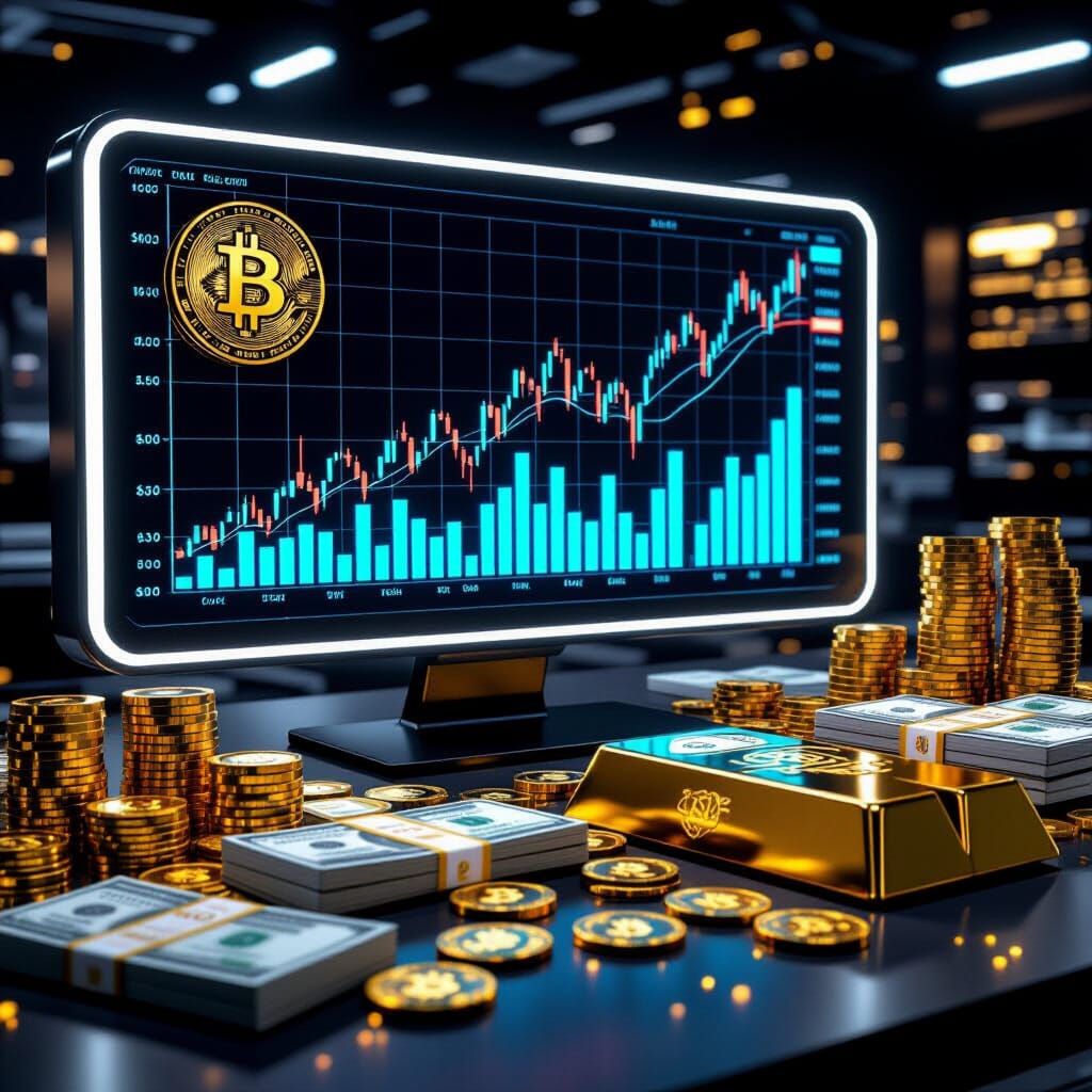 Hyperdetailed Financial Graphs in Futuristic Style