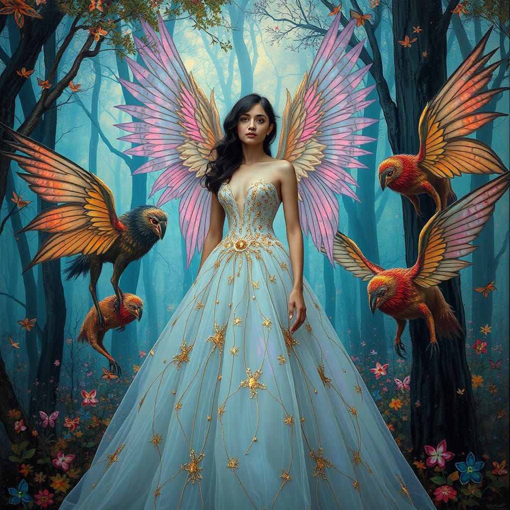 Golshifteh Farahani in a Whimsical Forest, Klimt Style