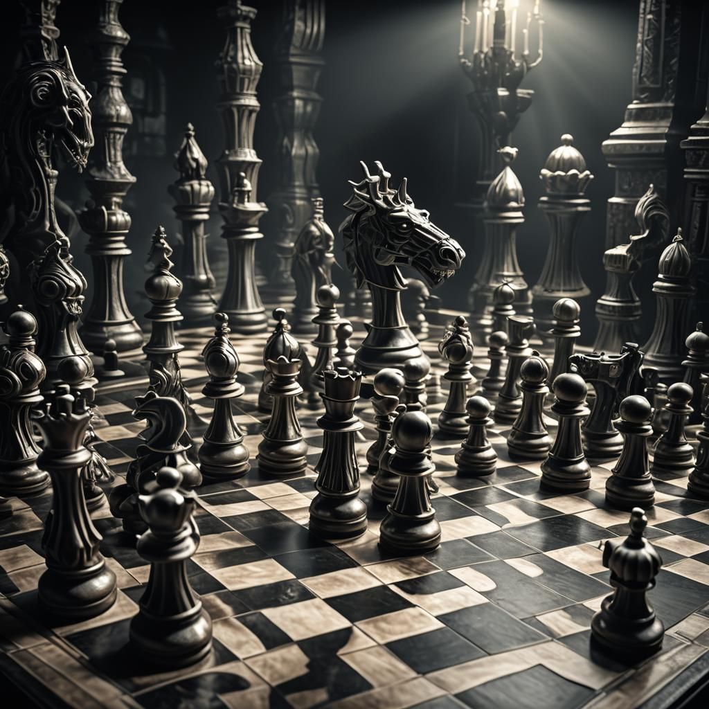 Chessboard Pieces Move Themselves: Biomechanical Digital Art