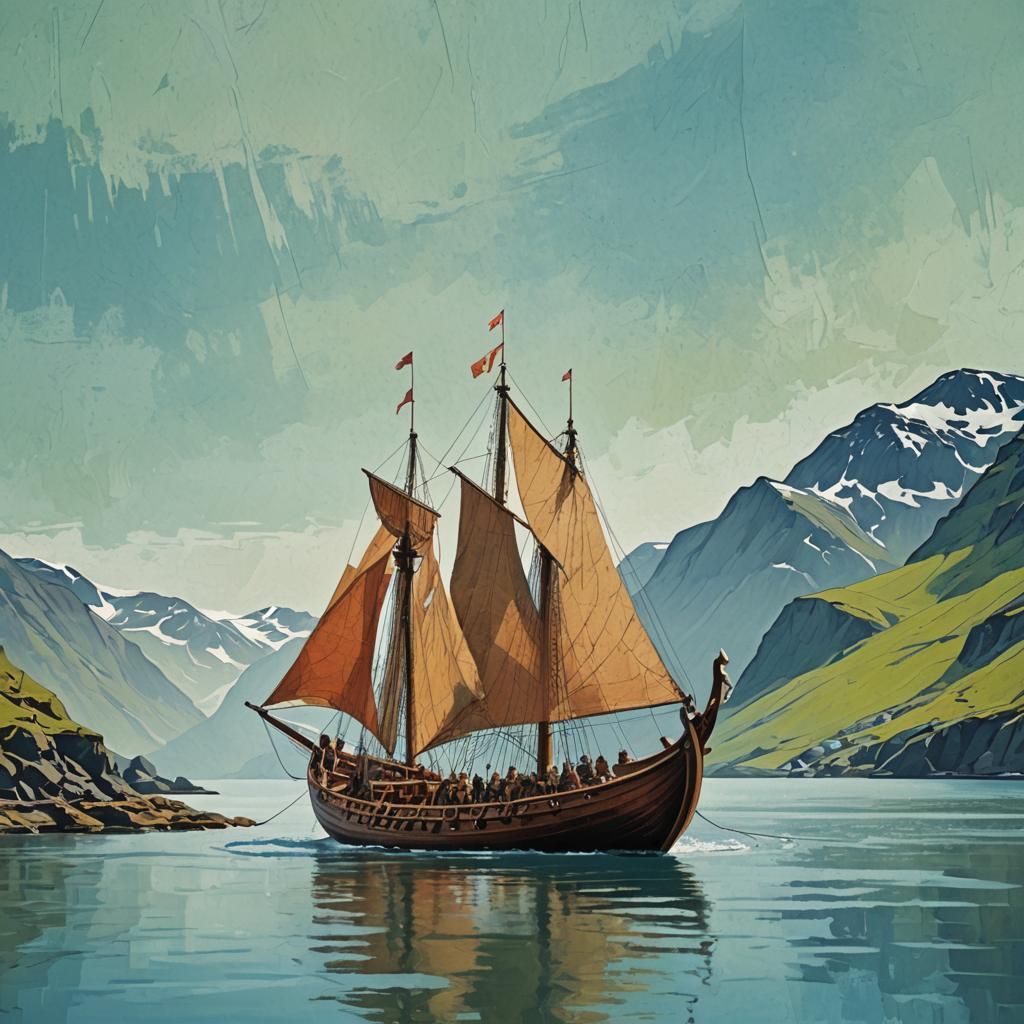 Viking Longship: Abstract Art on a Spring Morning