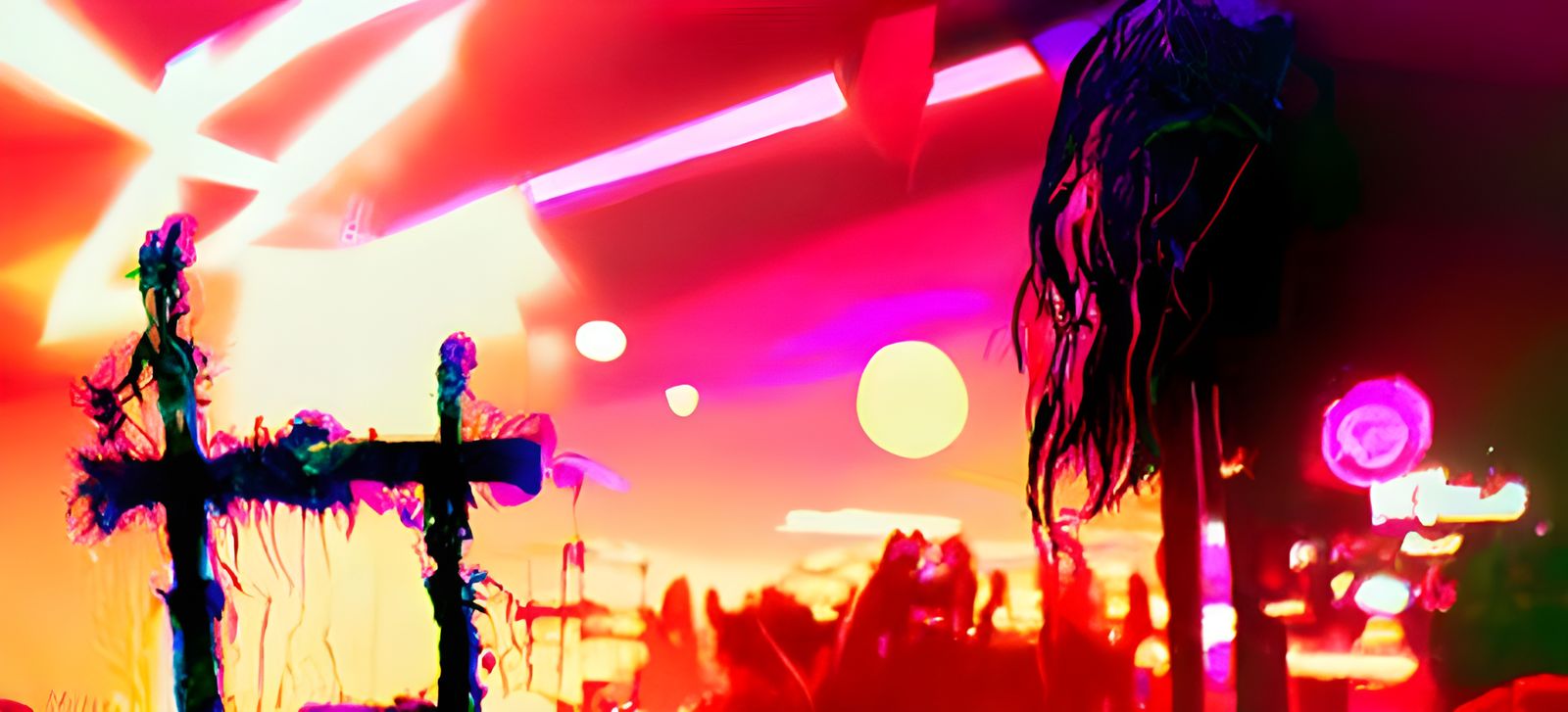 Psychedelic Synthwave Art in Neon Retro Style