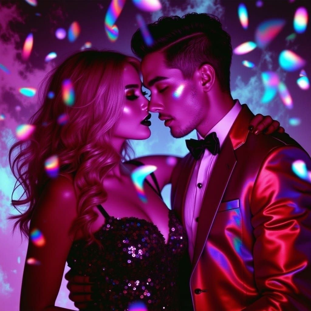 Romantic Neon Dance in a New York City Club