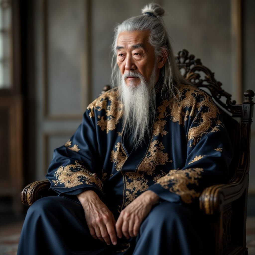 Ethereal Chinese Gentleman in Luxurious Tangzhuang Robe