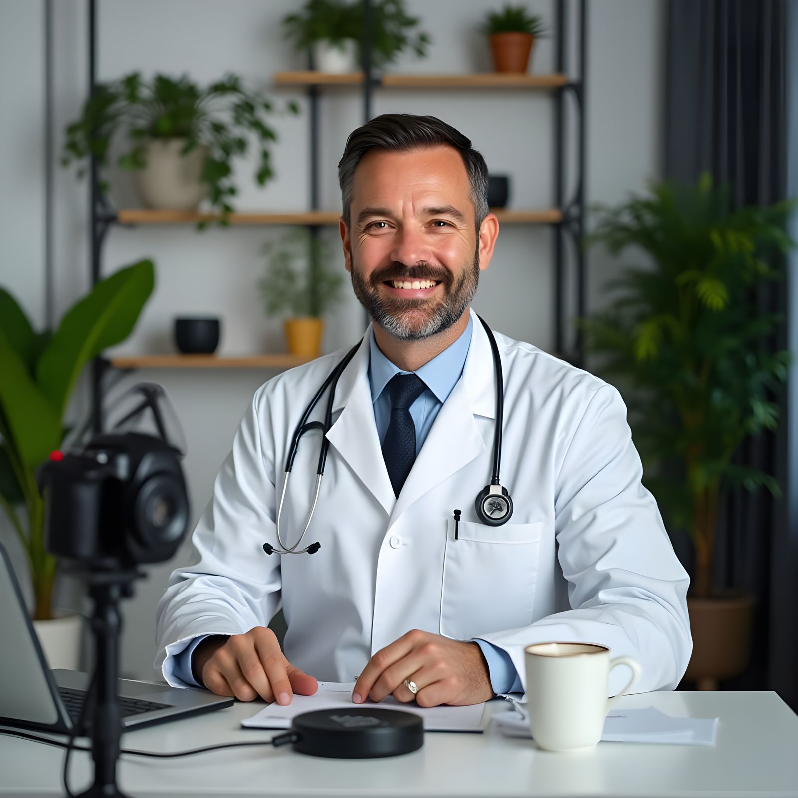 Confident Doctor in Modern Studio Setup