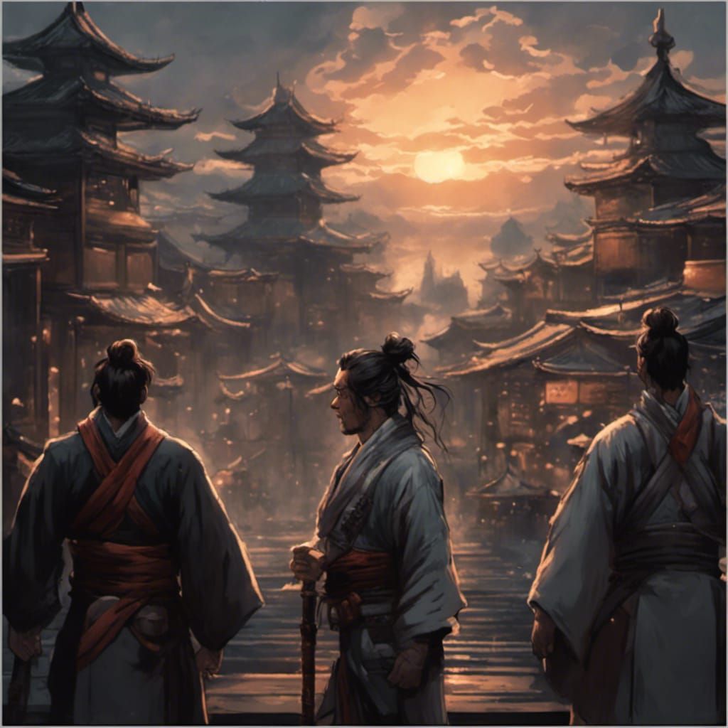 Samurai Conversation in Dark Fantasy Comic Art