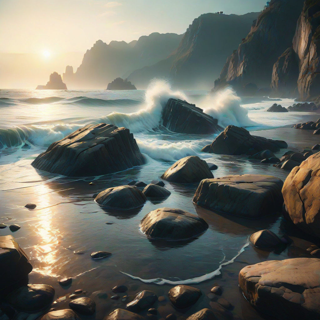 Breathtaking Coastal Masterpiece with Hyperrealistic Rock Fo...