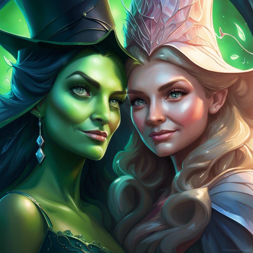Elphaba and Glinda Portrait in Digital Art Style
