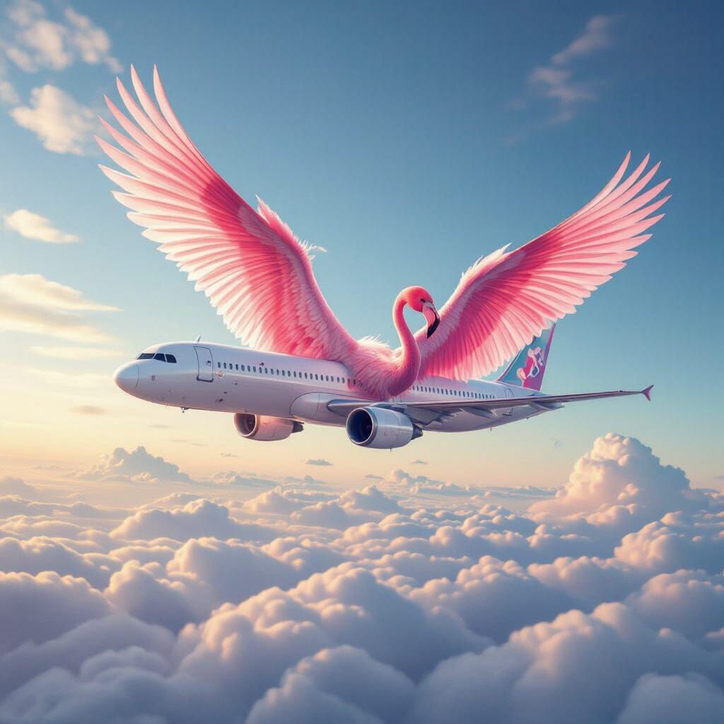 Airbus A320 Soaring with Vivid Flamingo Wings