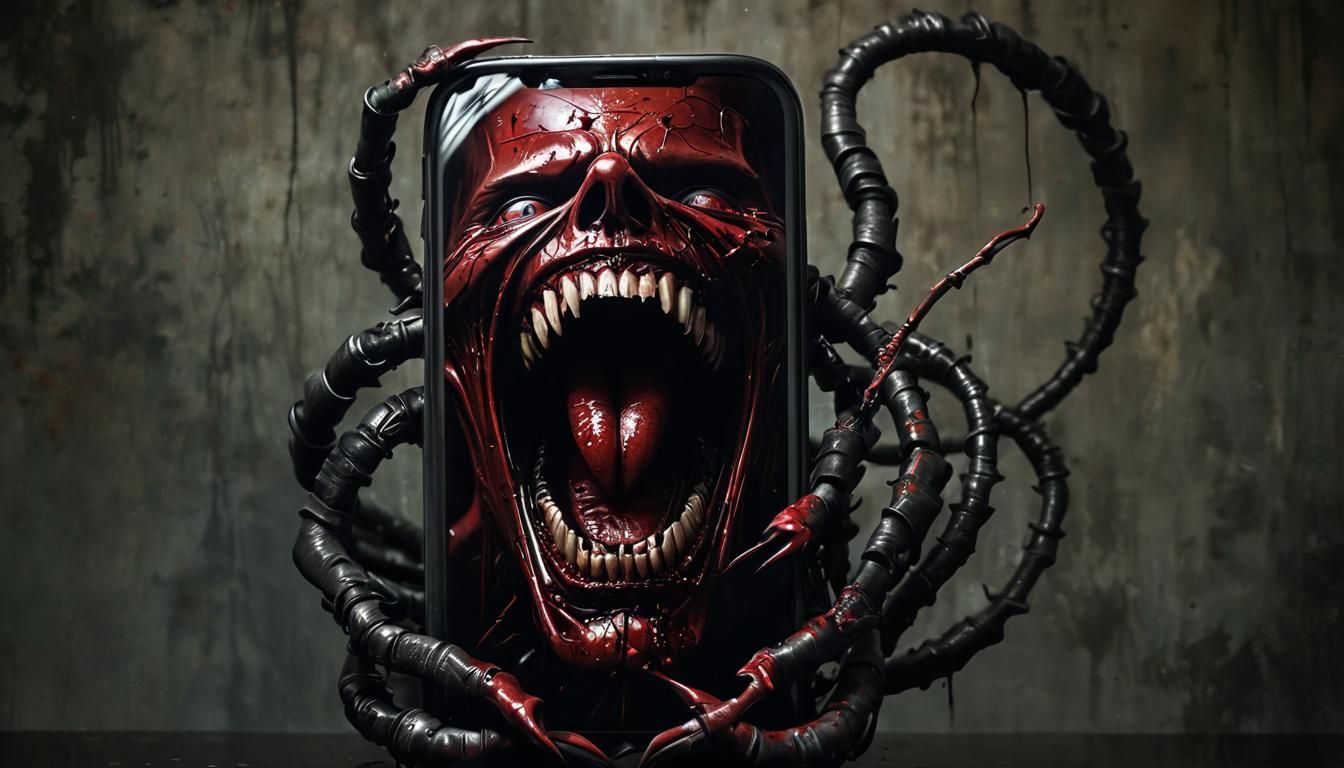 Grotesque Phone Mouth in Dark Fantasy Art