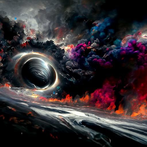 Eerie Space Landscape with Spiraling Cosmic Void