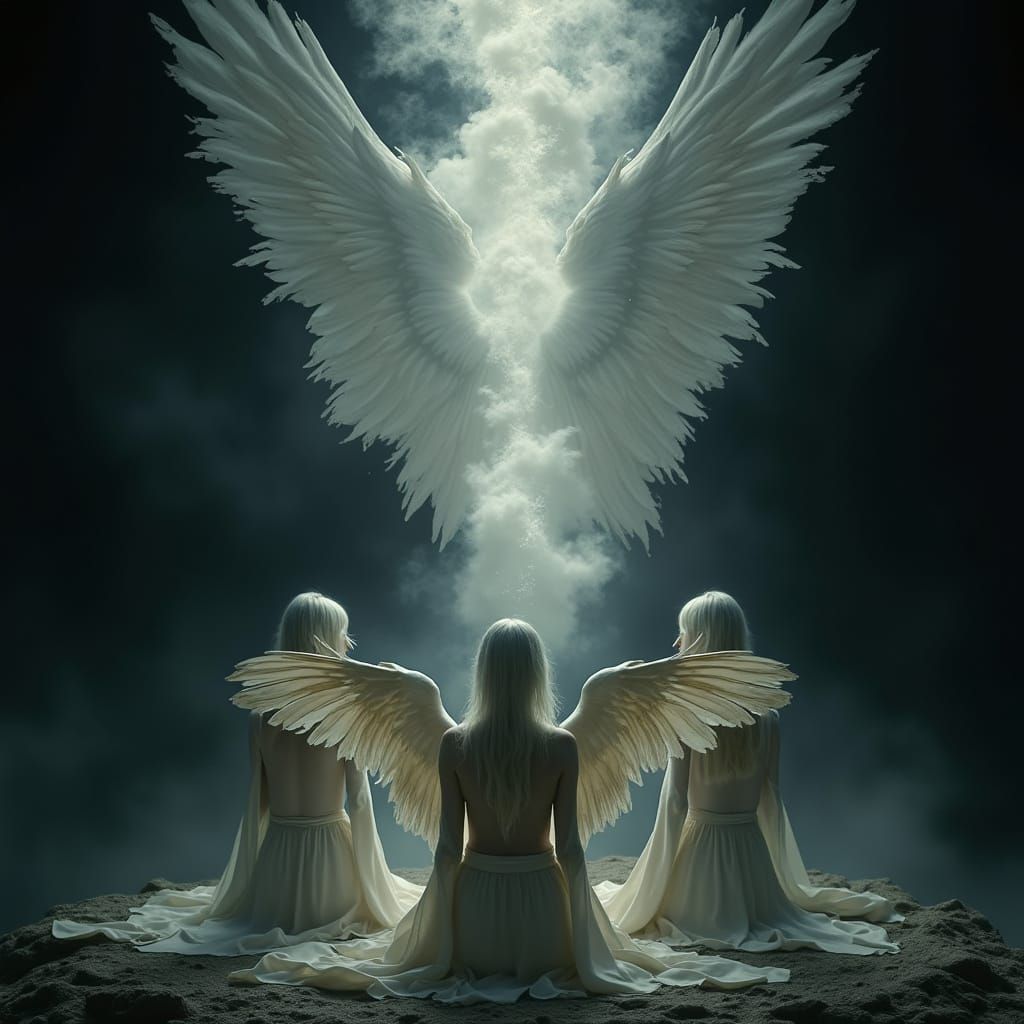 Ethereal Beings Resist the Abyss in a Divine Dream Scene