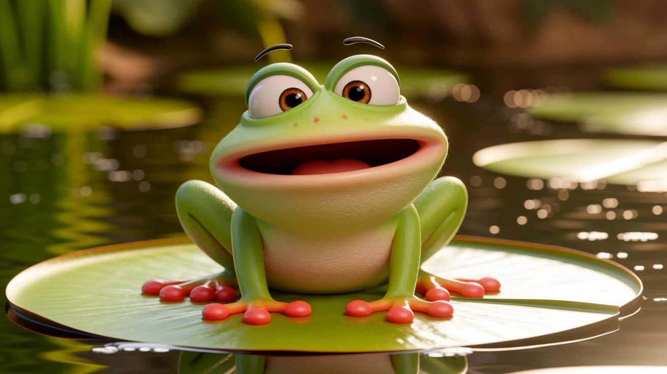 Surprised Frog in Disney Pixar Style