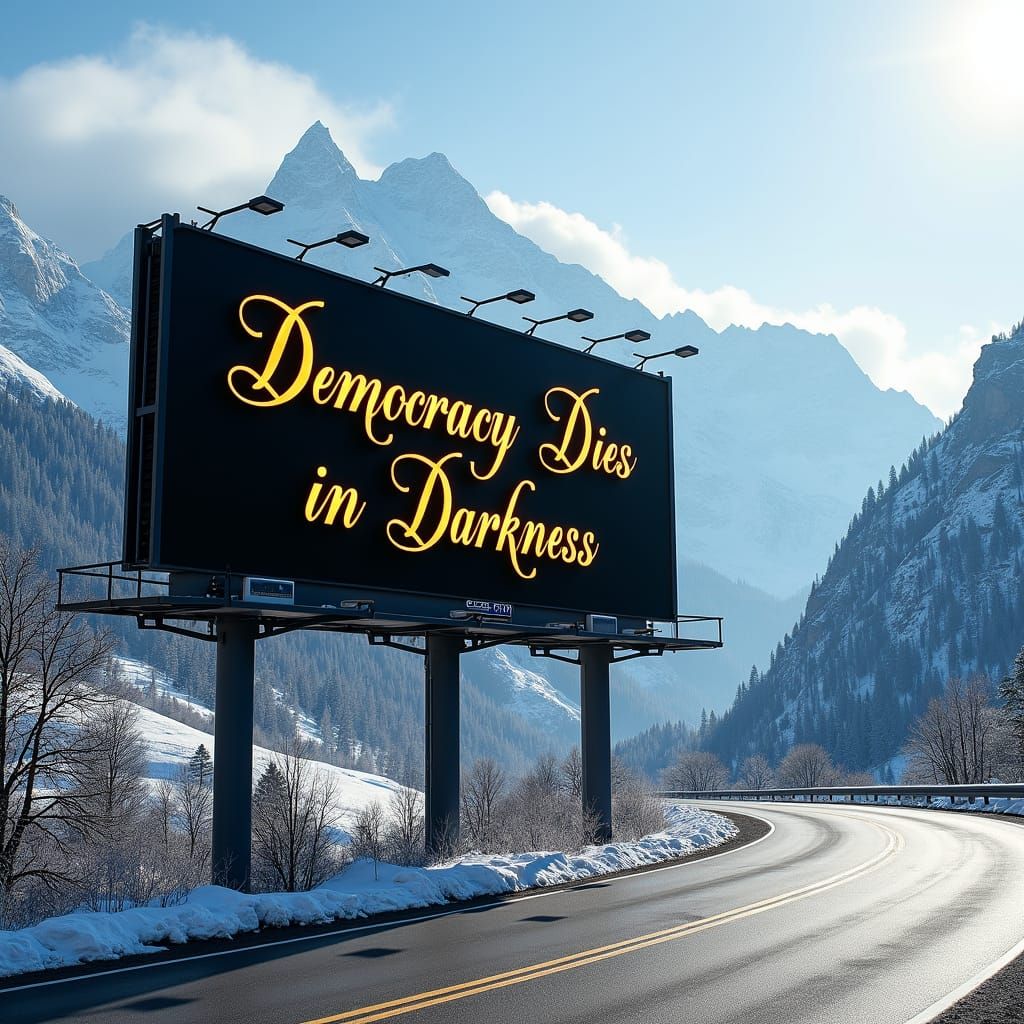 Democracy Dies in Darkness: A Calligraphic Billboard
