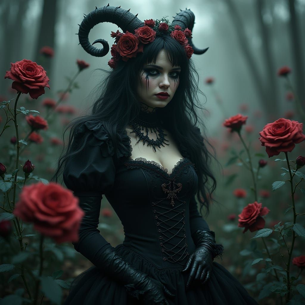 Ethereal Demon Portrait in Gothic Style