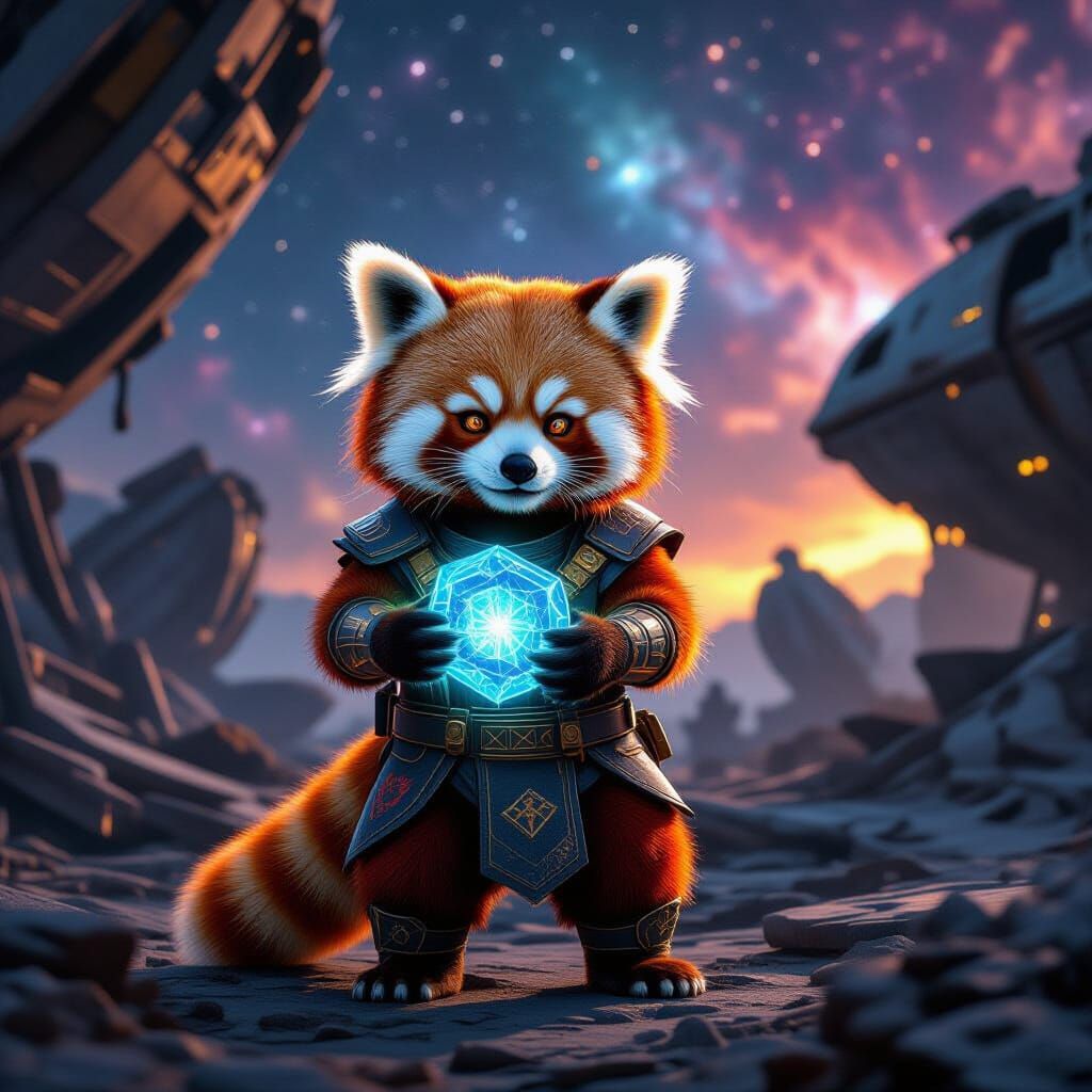 Red Panda Steals Cosmic Artifact from Spaceship Graveyard
