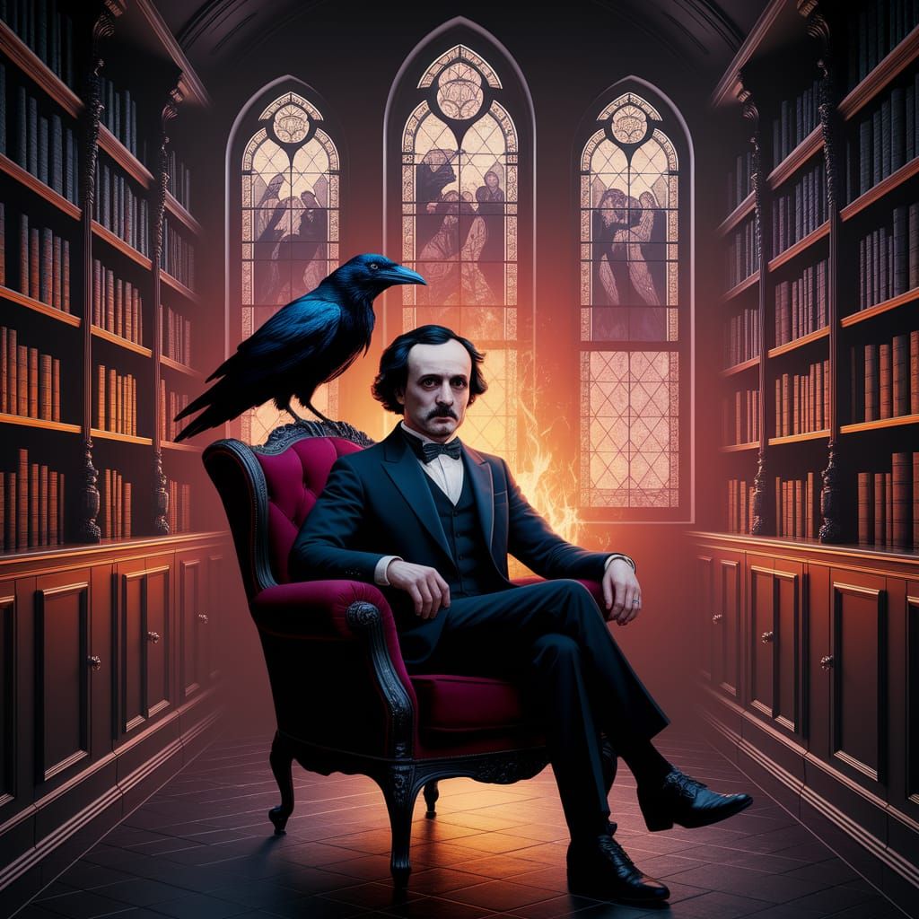 Victorian Raven: A Gothic Art Nouveau Portrait