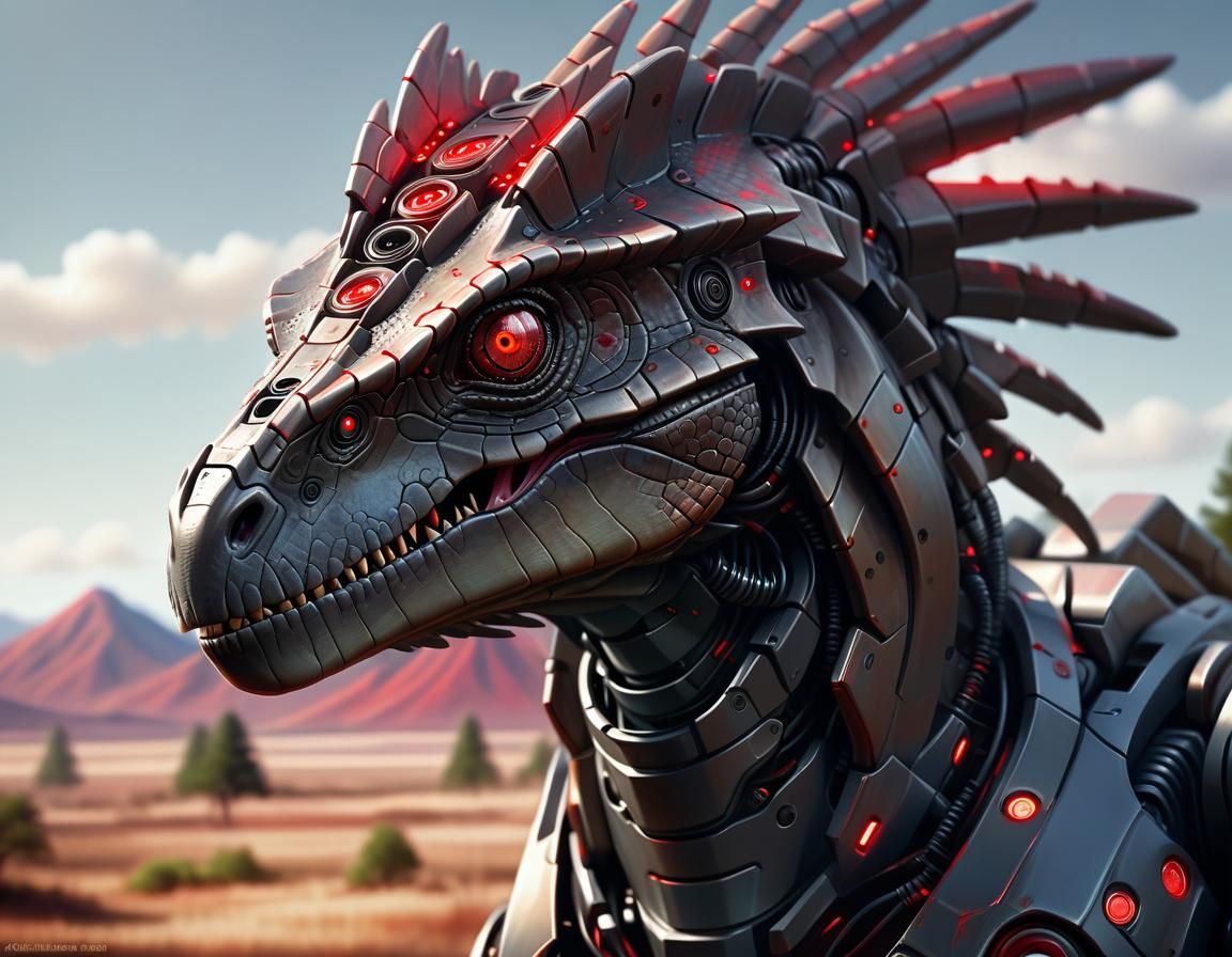 Robot Raptor Portrait in Hyper-Realistic Digital Art