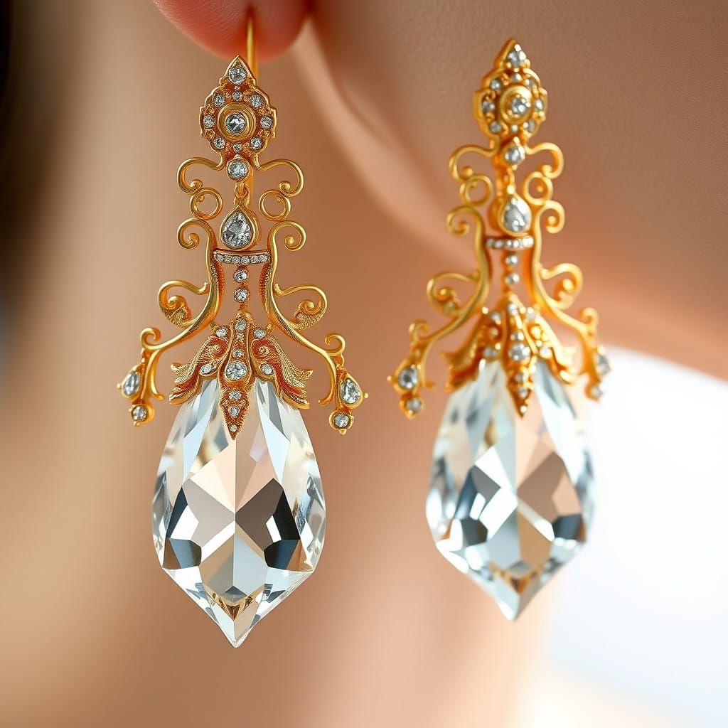 Luxury Crystal Earrings in Art Nouveau Style