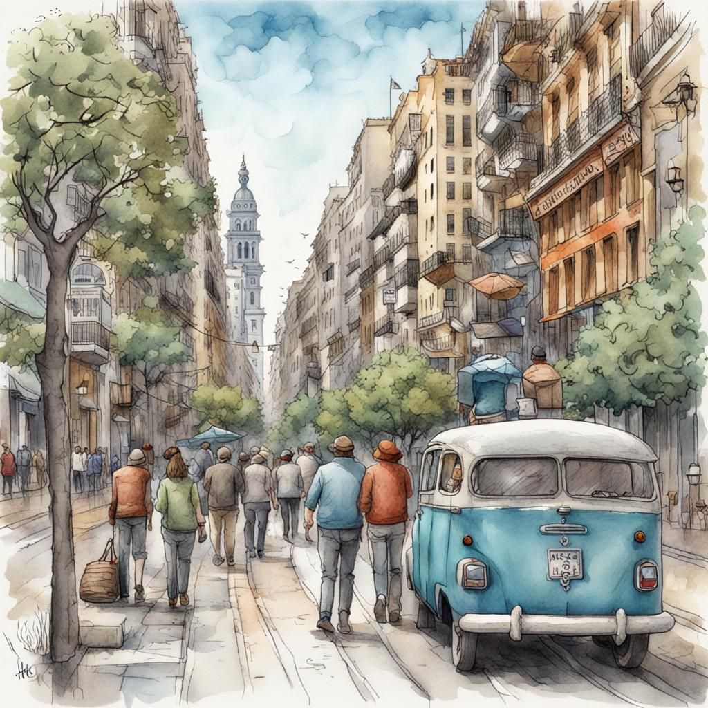 Vibrant Buenos Aires Greengrocer Illustration