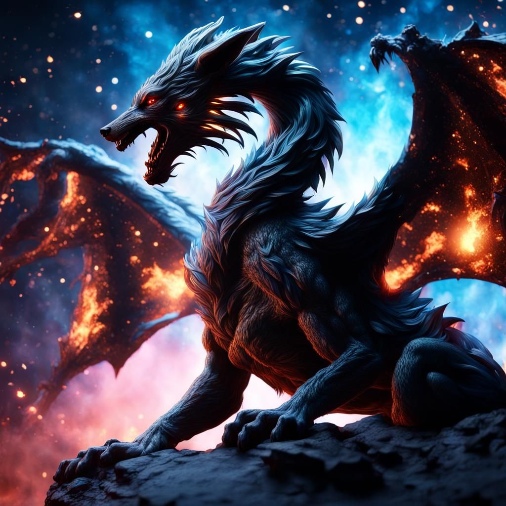 Epic wolf like dragon