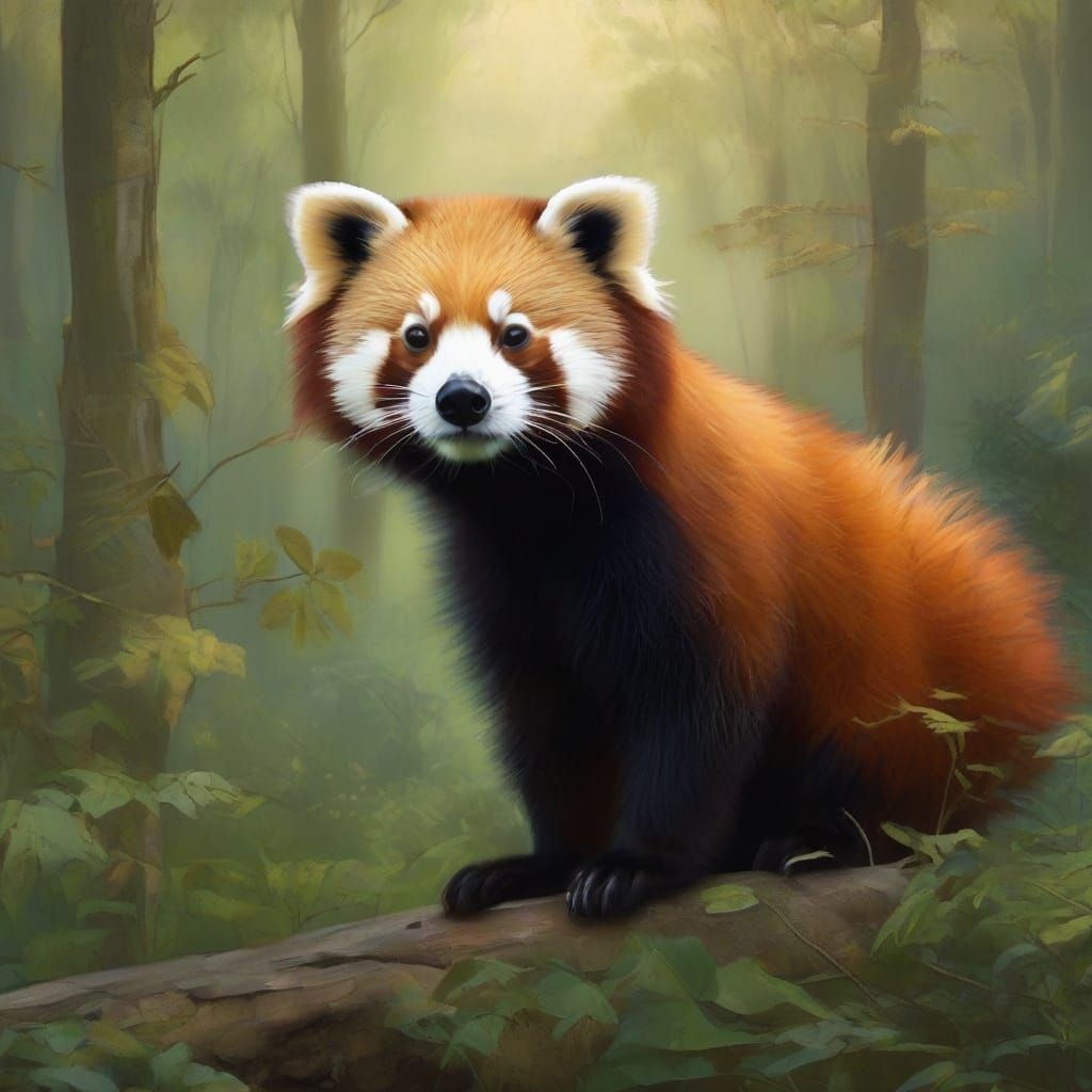 Art Nouveau Red Pandas as Ancient Hedgehogs