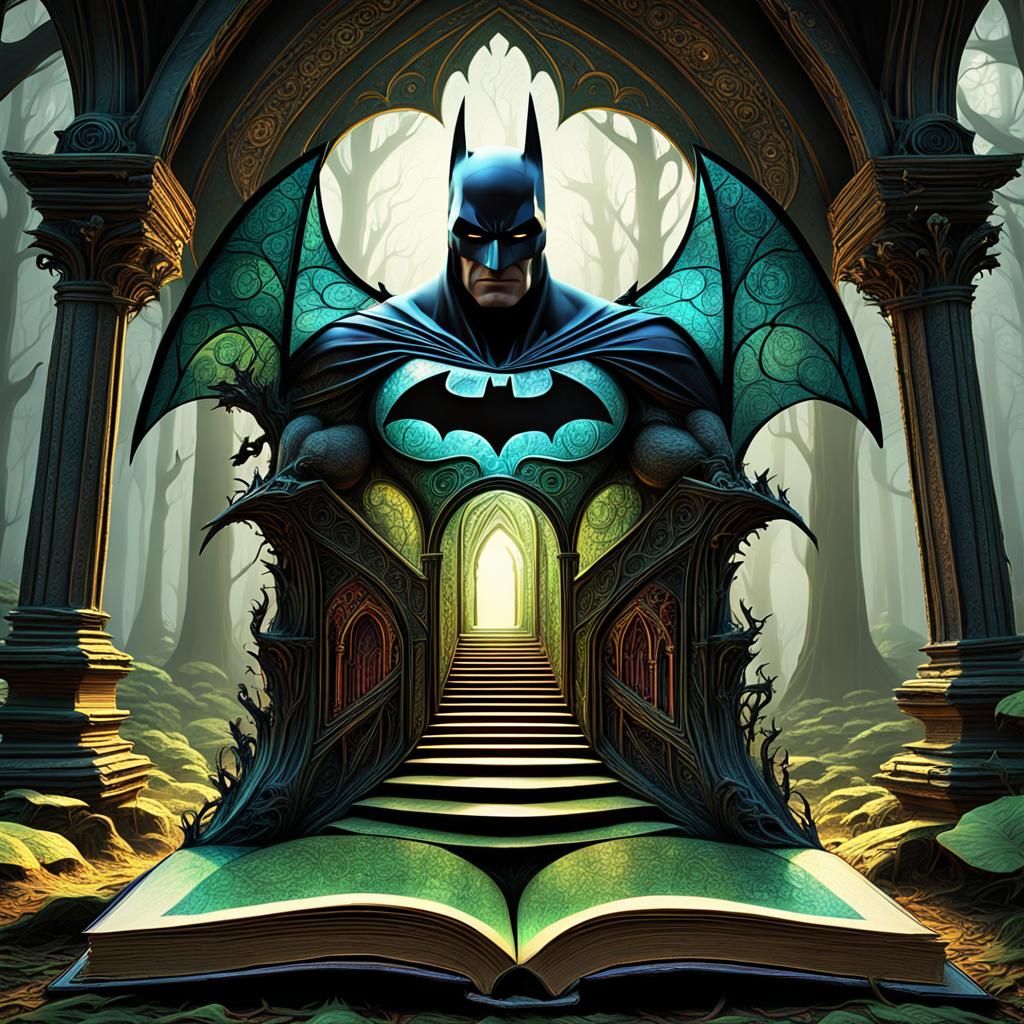 Batman coming to life out of the book pages