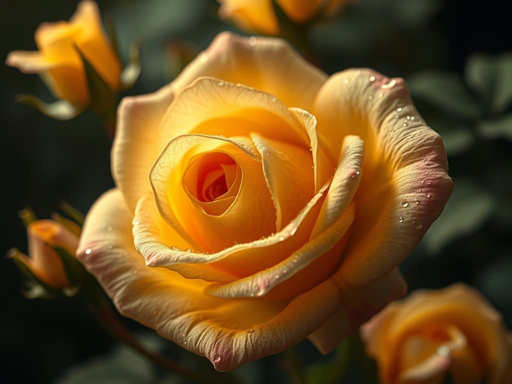 Enchanting Fairy Amidst Golden Lace and Roses