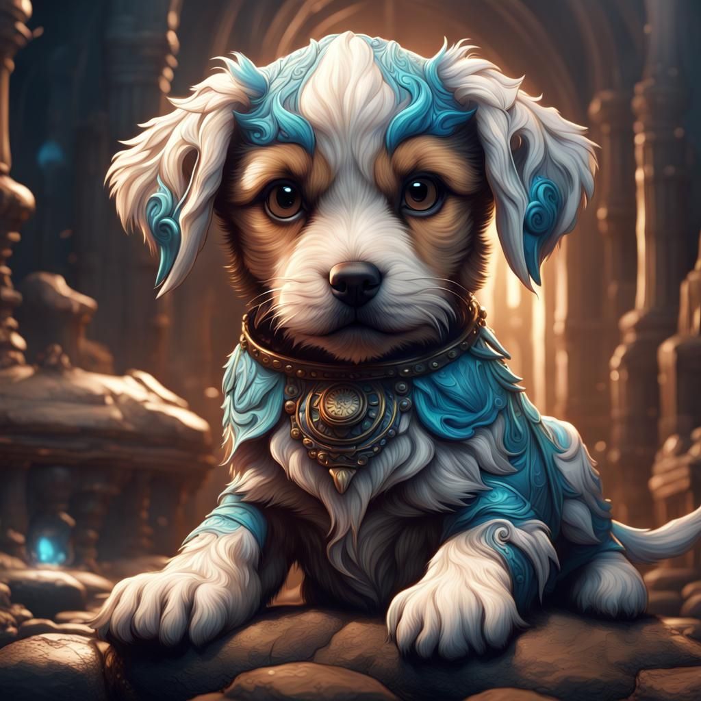 Line Art Puppy: Detailed Matte Painting