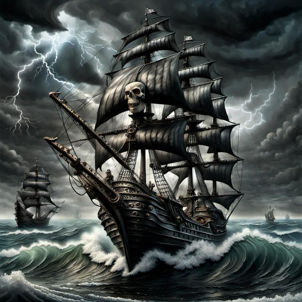 Mystical Pirate Ship in HR Giger Style