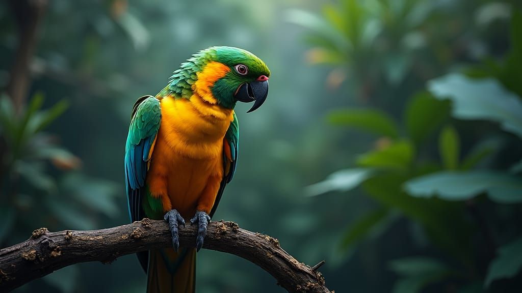 Colorful Parrot in Hyperrealism