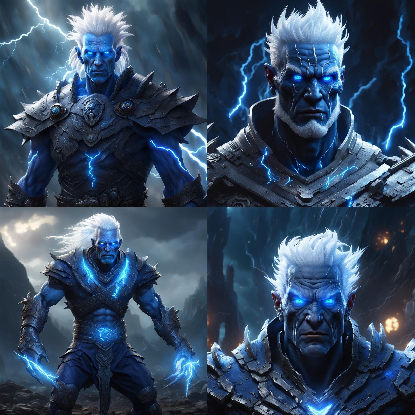 Blue-Skinned Warrior in a Dark Fantasy Art Style