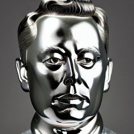Silver Sculpture of Elon Musk in Space