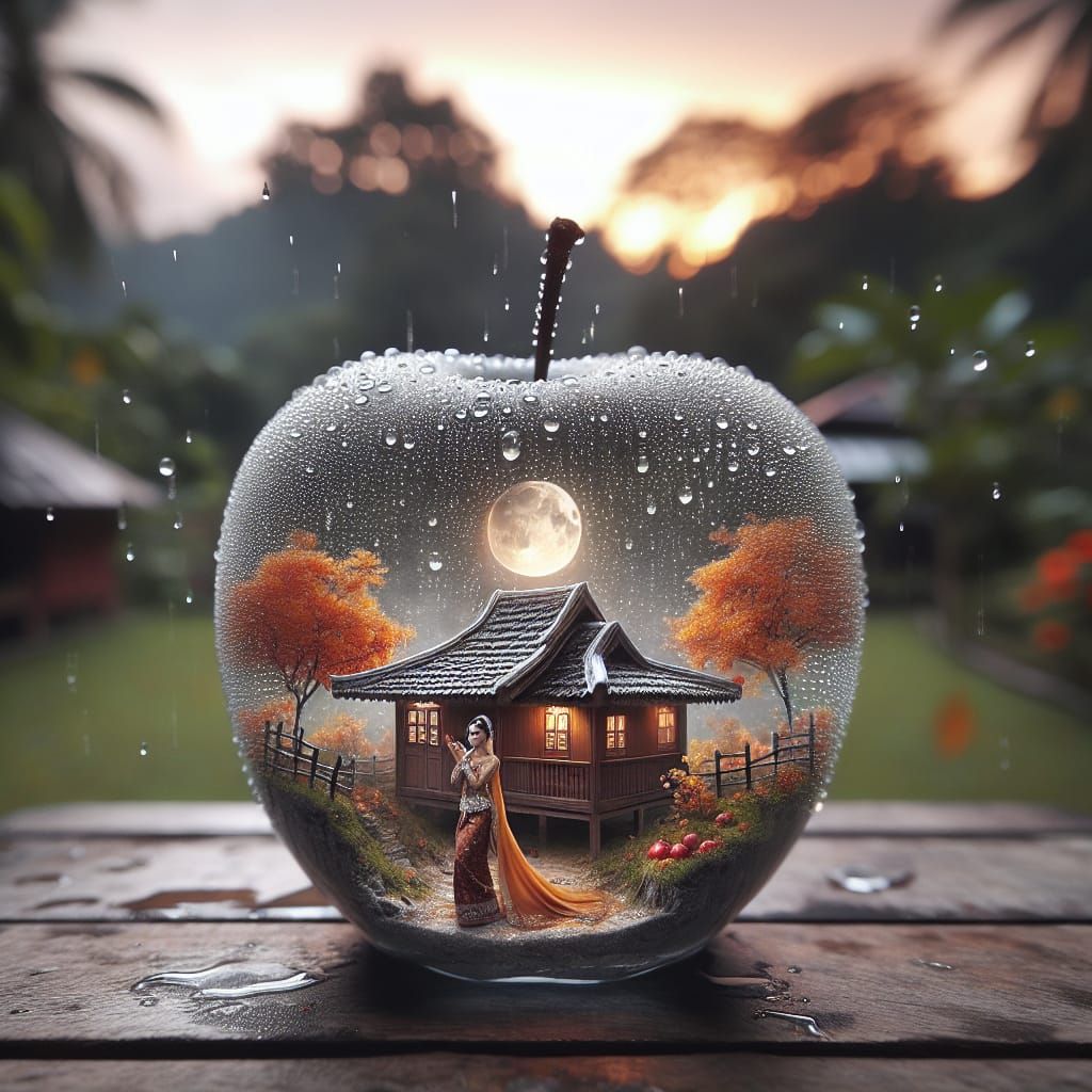 Glass Apple Reveals Miniature Autumn Landscape