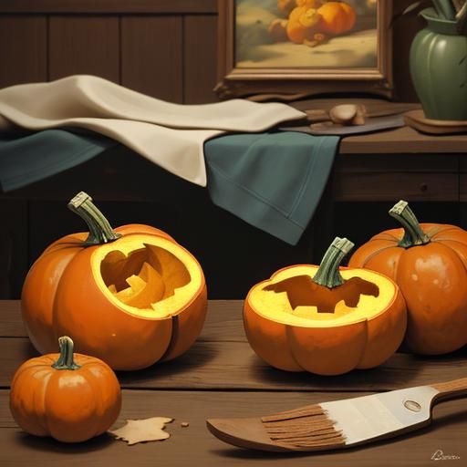 Pumpkin Still Life in Dutch Masters Style