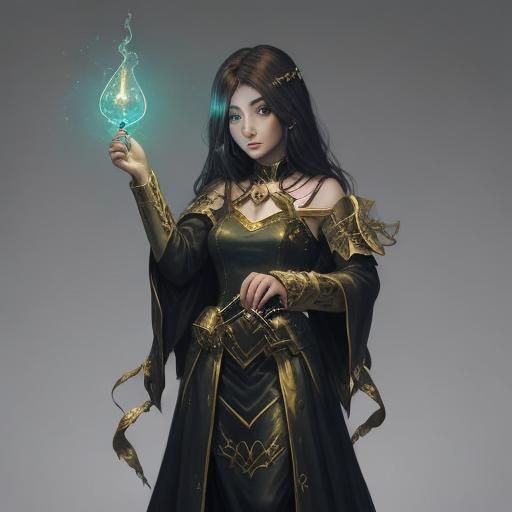Lady Mage Holding a Glowing Scepter