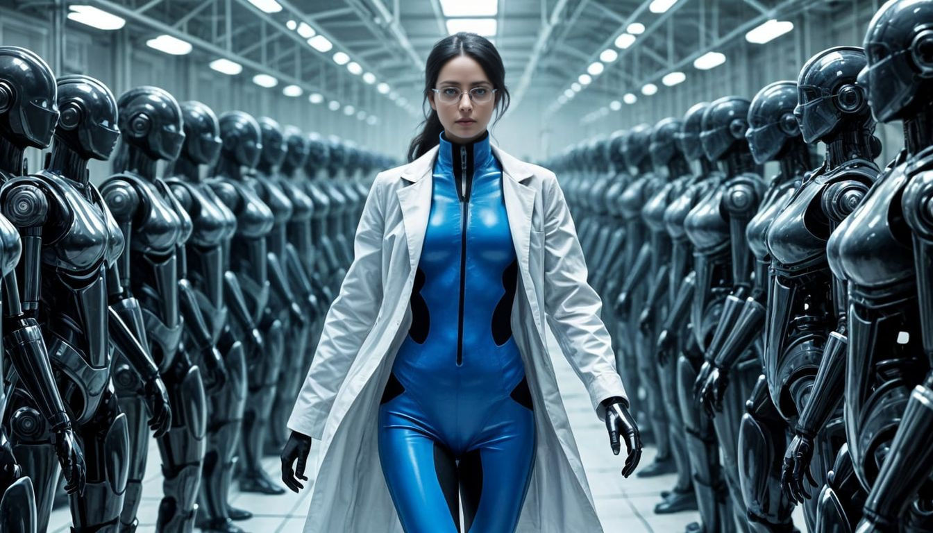 Futuristic Android Factory Scene in Sci-Fi Style