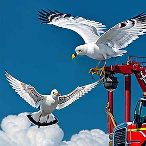 Firefighters attempt seagull rescue with crane — but it flie...