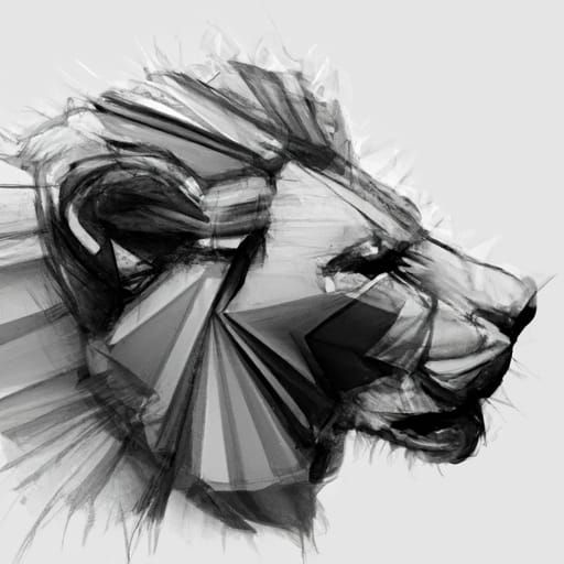Minimalist Lion: Expressionist Charcoal Drawing in 8K