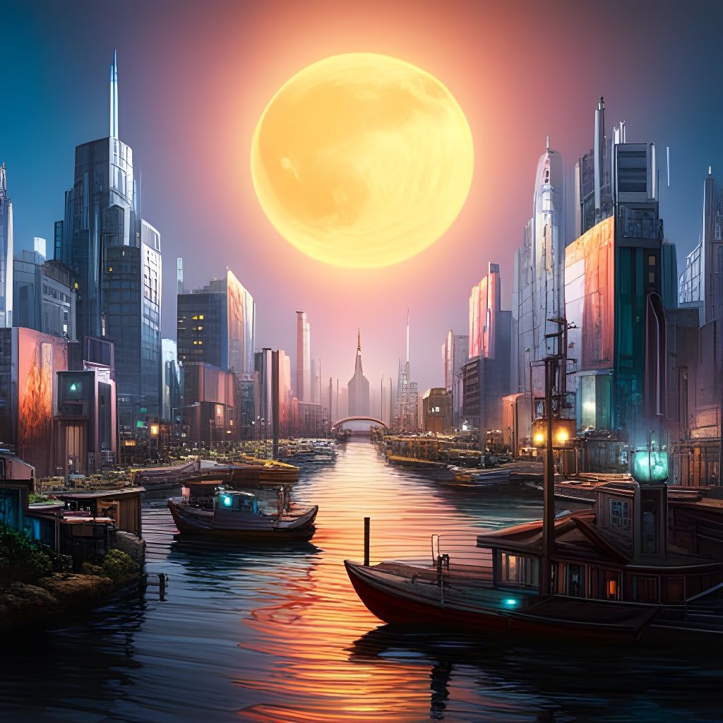 Hyperrealistic Solarpunk City on the Moon