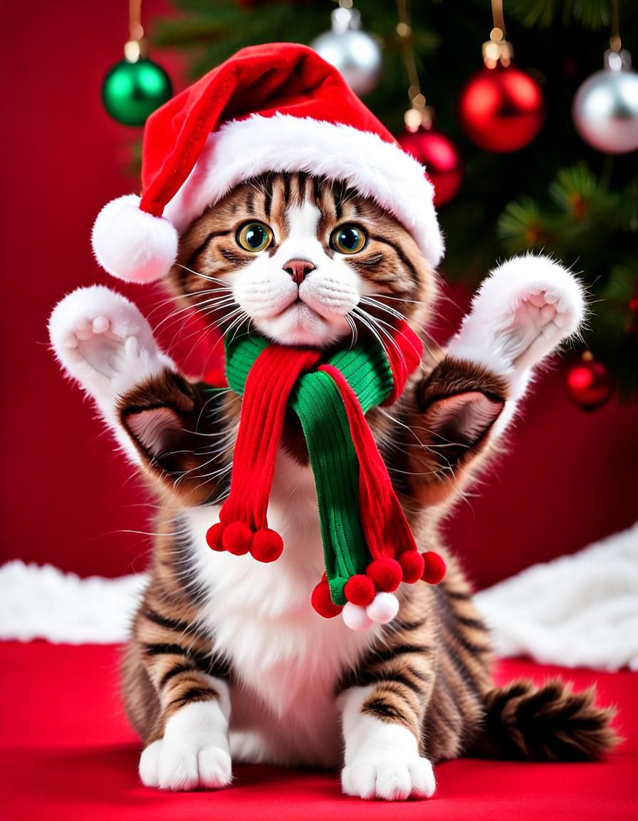 A cute Christmas cat