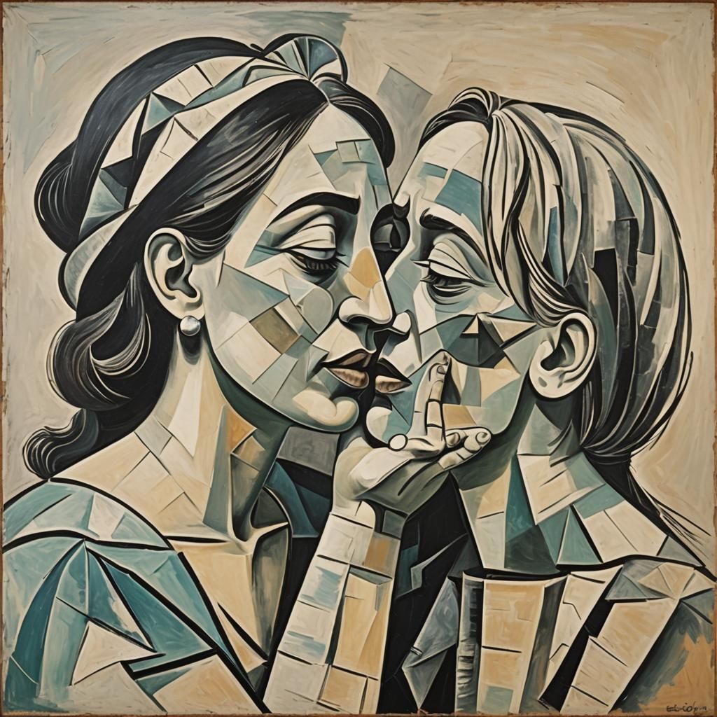 Abstract Kiss in Cubist Style