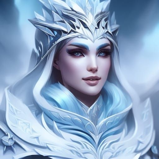 Icy Queen Portrait in Digital Art Style