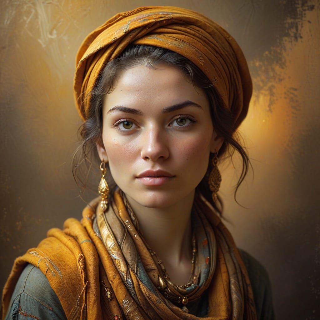 Earth-Toned Portrait in Warm Golden Lighting