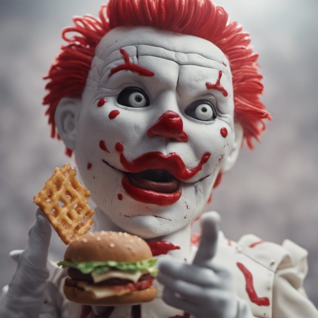 Claymation Hellraiser Ronald McDonald, Burger bomb, British ...