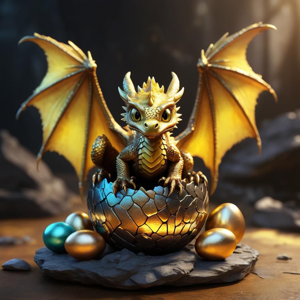Golden Dragon Hatchling Concept Art