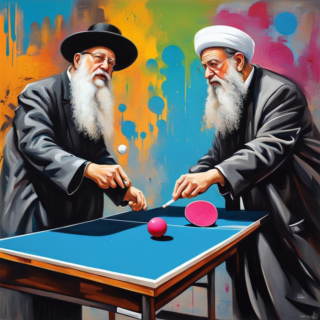 Orthodox Leaders Play Ping Pong: Graffiti Street Art
