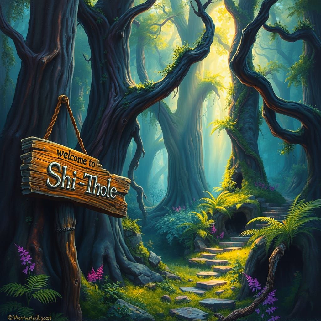 Mystical Forest Welcome to Shi Thole Oil Painting